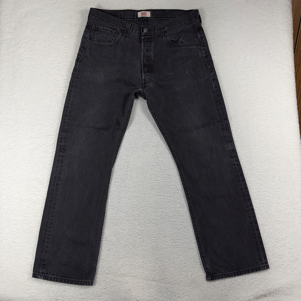 Levi's Men's Black Denim Jeans Straight Leg Button Fly 501XX 38x32 (36x30)